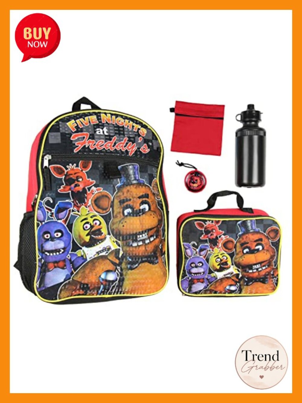 Five Nights at Freddy's Backpack Lunch Kit with Water Bottle - Bioworld